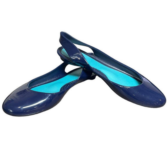 OKA­­·B Women's Ballet Jelly Flats Comfort Sling Back Shoes BLUE Size 8 USA Made - Picture 1 of 10
